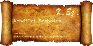 Kohári Szabolcs névjegykártya